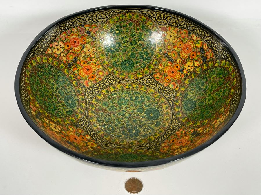 JUST ADDED - Impressive Hand Painted Indian Bowl 12R X 4.5H [Photo 10]