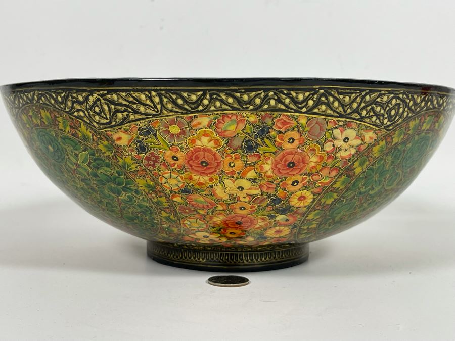 JUST ADDED - Impressive Hand Painted Indian Bowl 12R X 4.5H [Photo 7]
