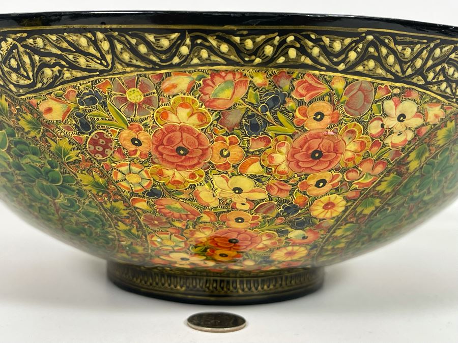 JUST ADDED - Impressive Hand Painted Indian Bowl 12R X 4.5H [Photo 8]