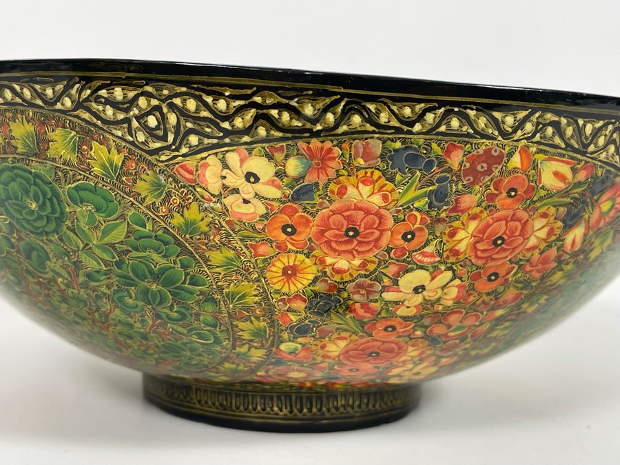 JUST ADDED - Impressive Hand Painted Indian Bowl 12R X 4.5H [Photo 18]