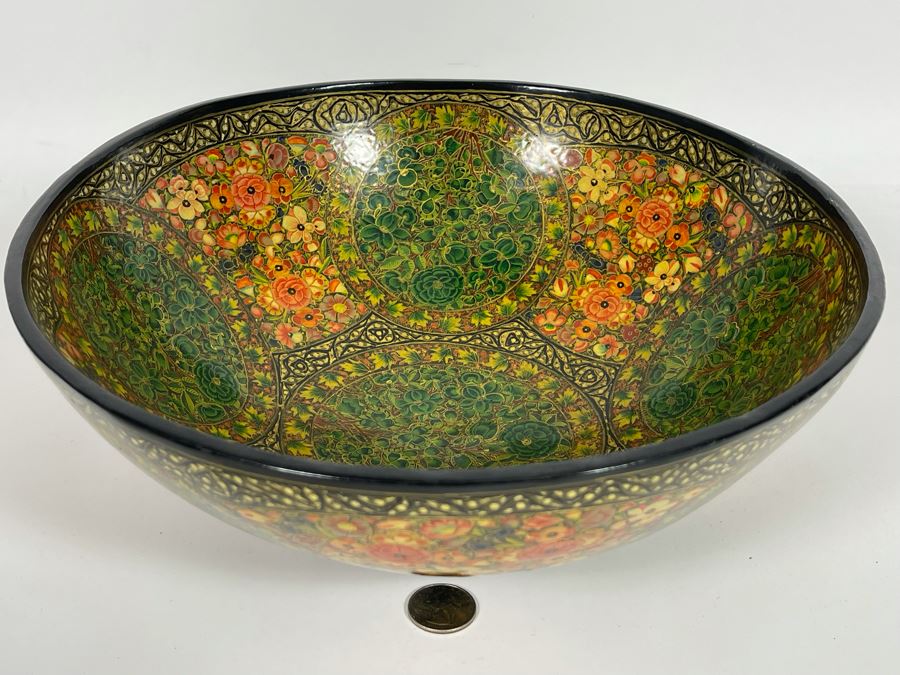 JUST ADDED - Impressive Hand Painted Indian Bowl 12R X 4.5H [Photo 9]