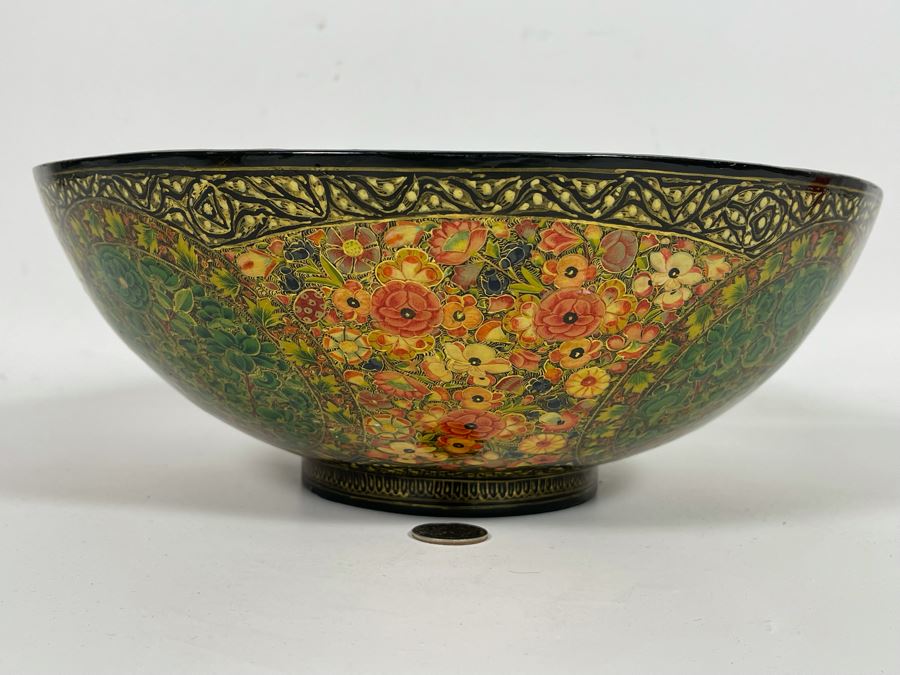 JUST ADDED - Impressive Hand Painted Indian Bowl 12R X 4.5H [Photo 6]