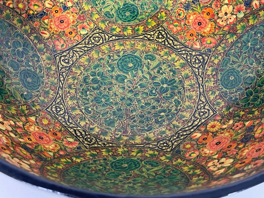 JUST ADDED - Impressive Hand Painted Indian Bowl 12R X 4.5H [Photo 15]