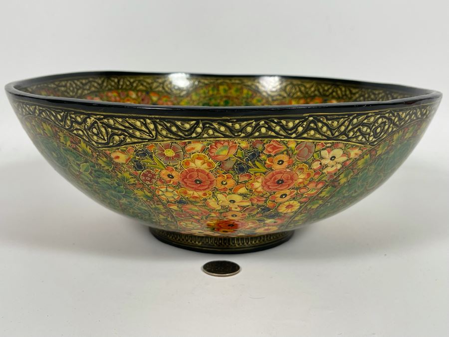 JUST ADDED - Impressive Hand Painted Indian Bowl 12R X 4.5H [Photo 5]