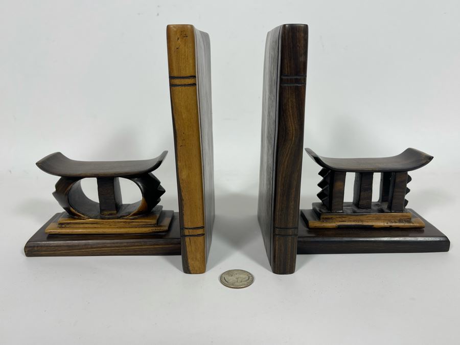 JUST ADDED - Pair Of Vintage African Hand Carved Wooden Bookends  [Photo 10]
