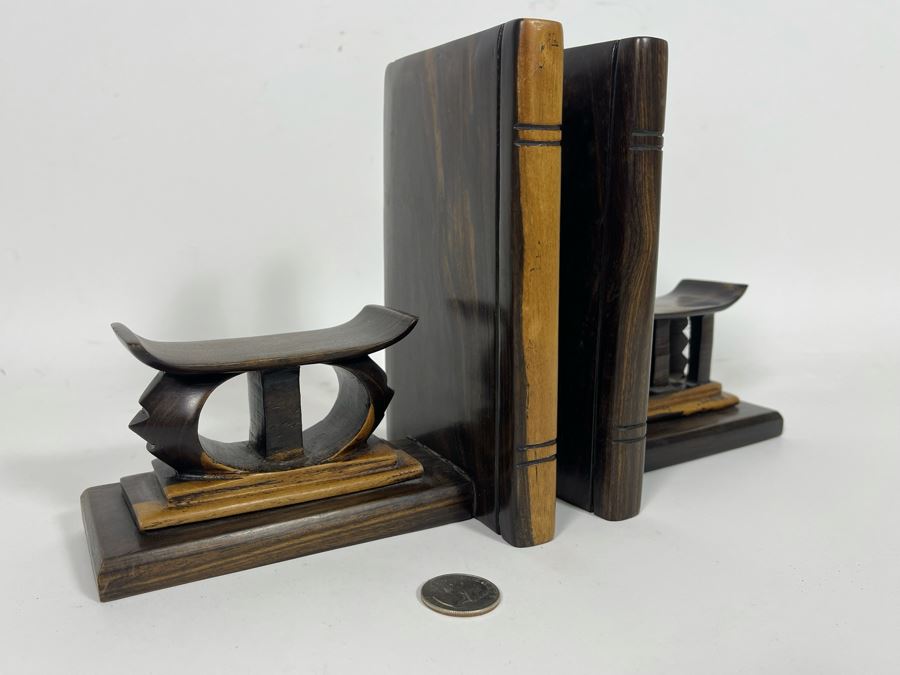 JUST ADDED - Pair Of Vintage African Hand Carved Wooden Bookends  [Photo 5]