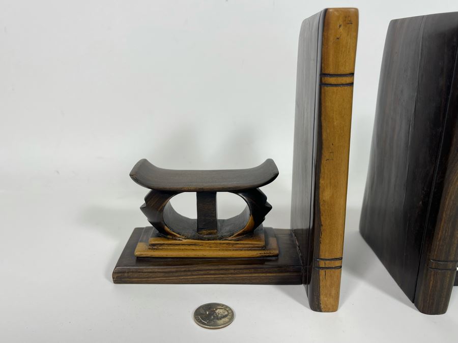 JUST ADDED - Pair Of Vintage African Hand Carved Wooden Bookends  [Photo 6]