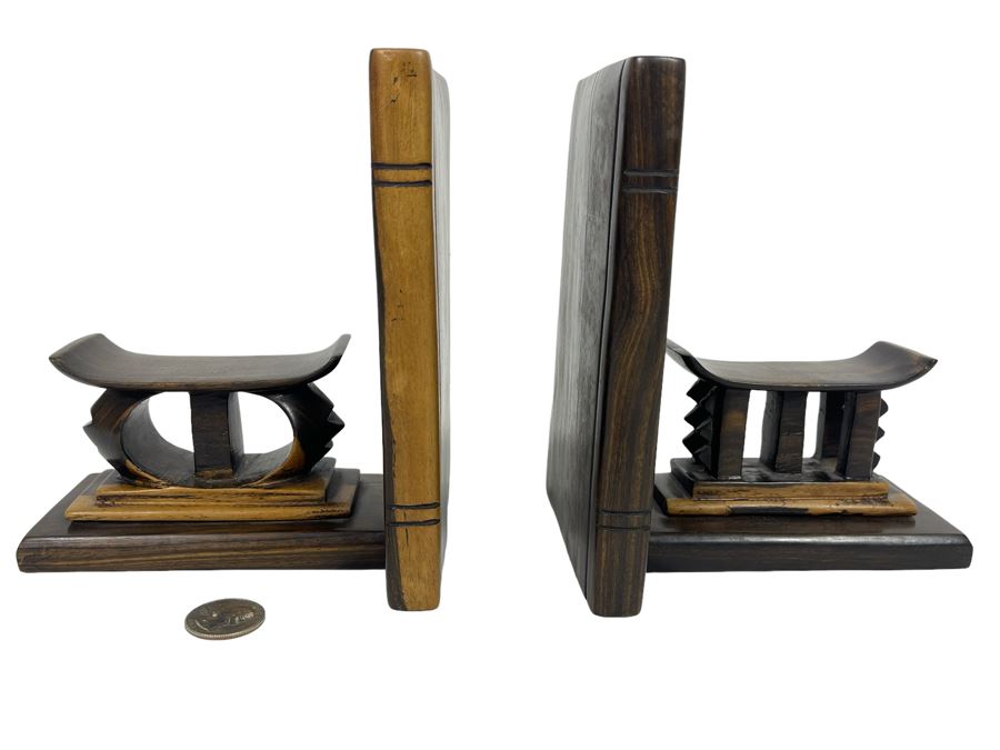 JUST ADDED - Pair Of Vintage African Hand Carved Wooden Bookends  [Photo 1]