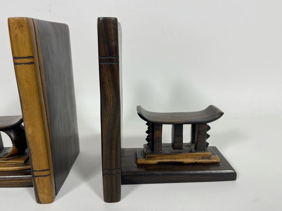 JUST ADDED - Pair Of Vintage African Hand Carved Wooden Bookends  [Photo 8]