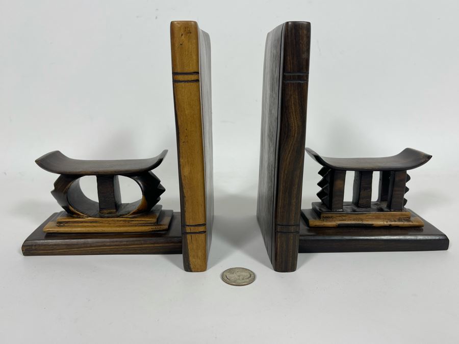JUST ADDED - Pair Of Vintage African Hand Carved Wooden Bookends  [Photo 11]