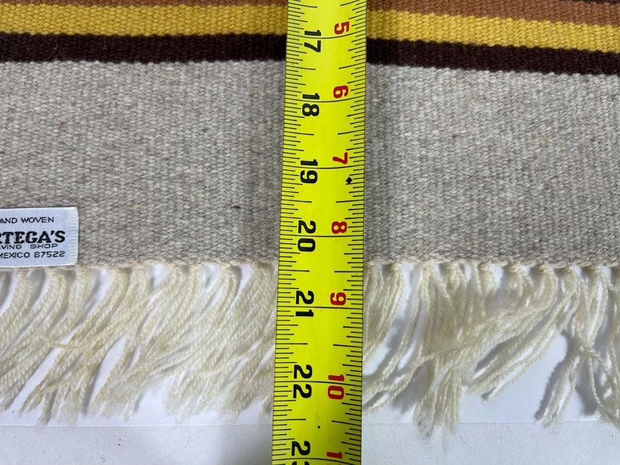 JUST ADDED - Small Hand Woven Wool Mat From Chimayo, New Mexico 21 X 19 [Photo 6]