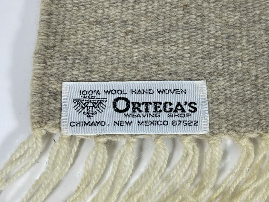 JUST ADDED - Small Hand Woven Wool Mat From Chimayo, New Mexico 21 X 19 [Photo 4]