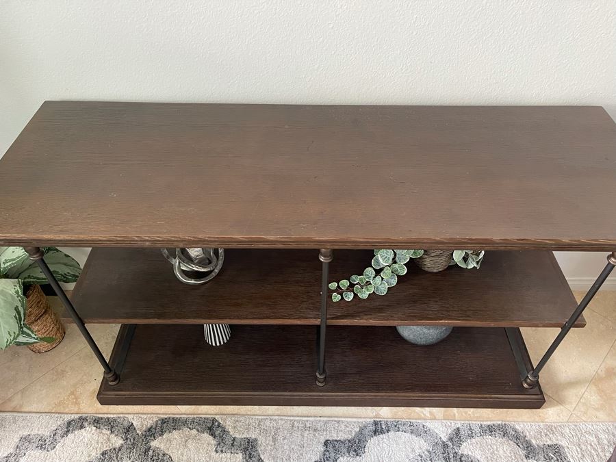 JUST ADDED - Restoration Hardware Wood And Metal Bookshelf 60W X 20D X 34H [Photo 4]