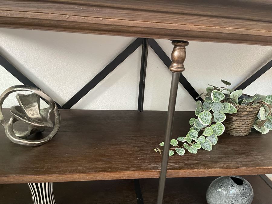 JUST ADDED Restoration Hardware Wood And Metal Bookshelf 60W X 20D X 34H