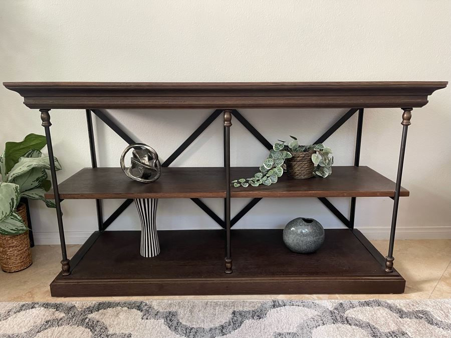 JUST ADDED - Restoration Hardware Wood And Metal Bookshelf 60W X 20D X 34H [Photo 3]