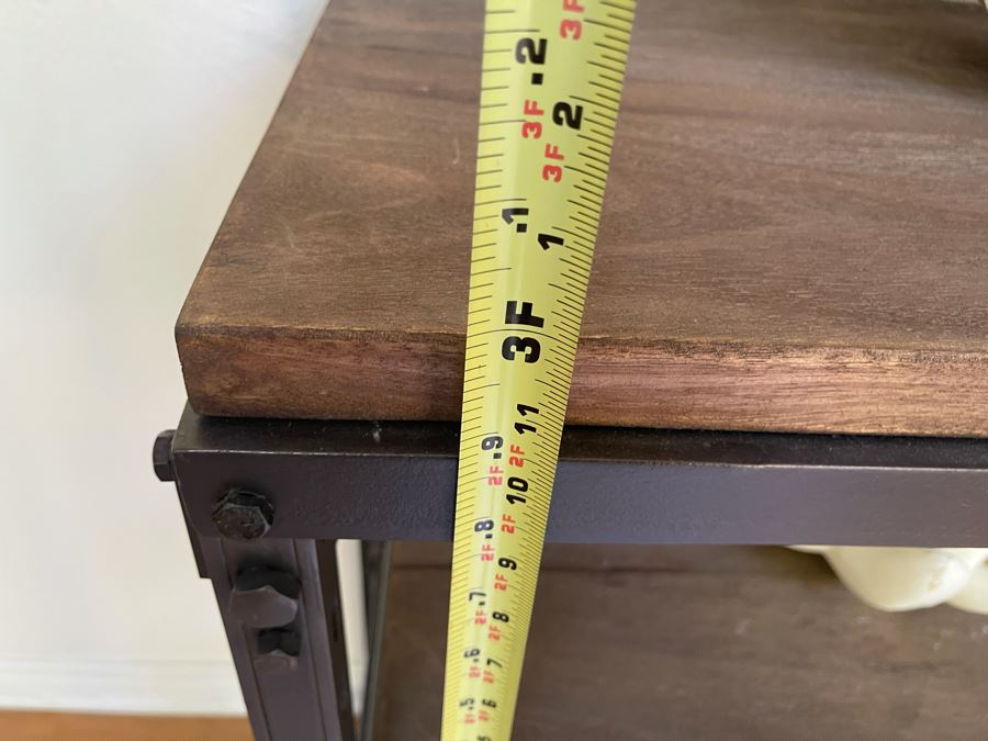 JUST ADDED - Restoration Hardware Wood And Metal Bookshelf 60W X 14D X 36H [Photo 8]