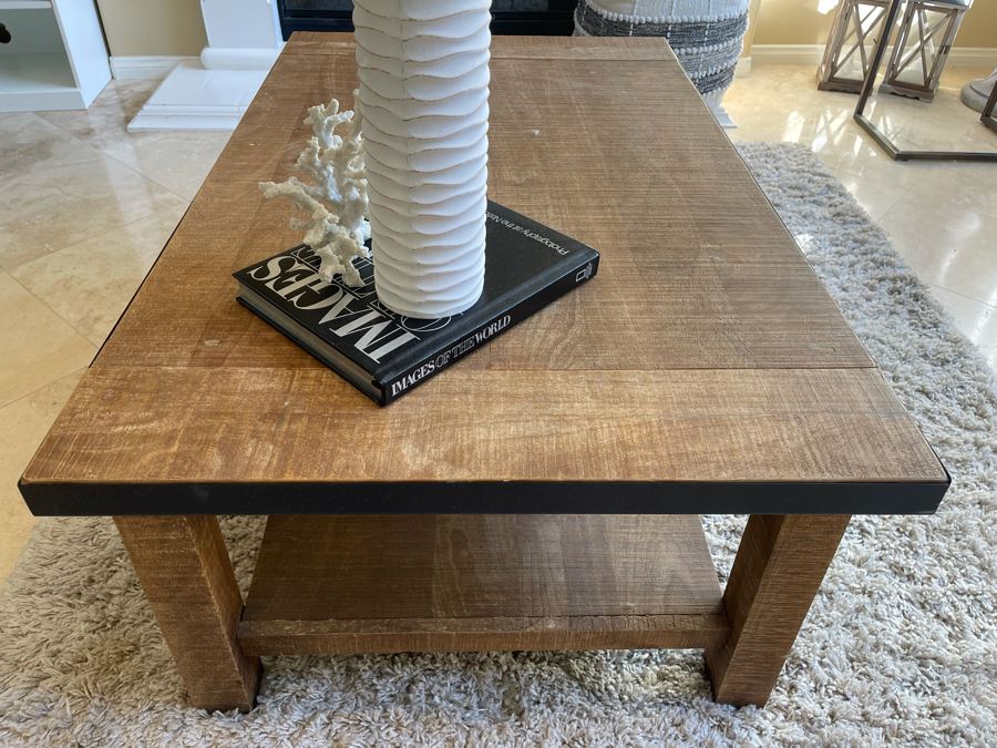 JUST ADDED - Wood And Metal 2-Tier Coffee Table 48W X 30D X 18H [Photo 5]