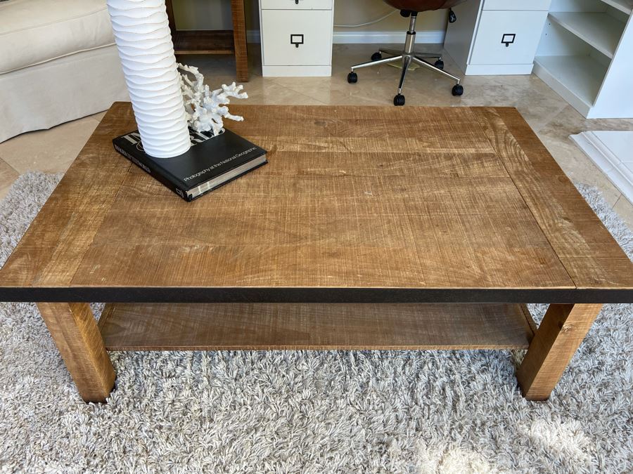JUST ADDED - Wood And Metal 2-Tier Coffee Table 48W X 30D X 18H