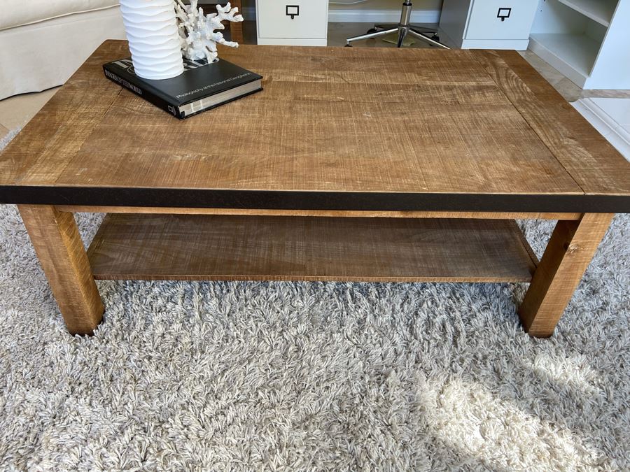 JUST ADDED - Wood And Metal 2-Tier Coffee Table 48W X 30D X 18H [Photo 4]