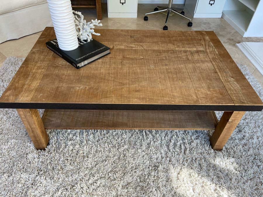 JUST ADDED - Wood And Metal 2-Tier Coffee Table 48W X 30D X 18H [Photo 3]