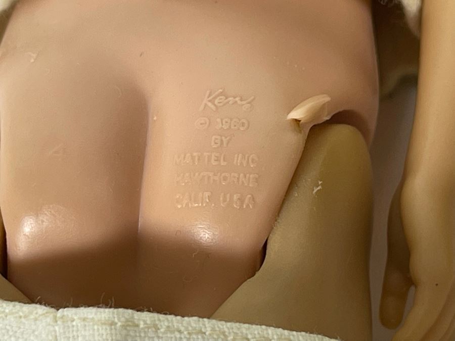 Pair Of Early Vintage Barbie Ken Dolls Marked: 1) Ken R C 1960 By Mattel Inc Hawthorne Calif USA And 2) Ken TM Pats Pend C MCMLX By Mattel Inc [Photo 11]