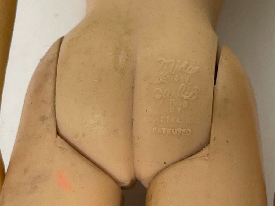 Collection Of Six Early Mattel Barbie Dolls: Marked (4) C 1966 Mattel Inc US Patented US Pat Pend Made In Japan And (2) Midge C 1962 Barbie C 1958 By Mattel Inc Patented [Photo 21]