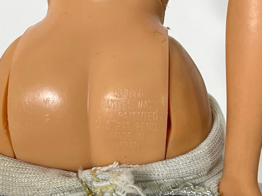 Collection Of Six Early Mattel Barbie Dolls: Marked (4) C 1966 Mattel Inc US Patented US Pat Pend Made In Japan And (2) Midge C 1962 Barbie C 1958 By Mattel Inc Patented [Photo 18]