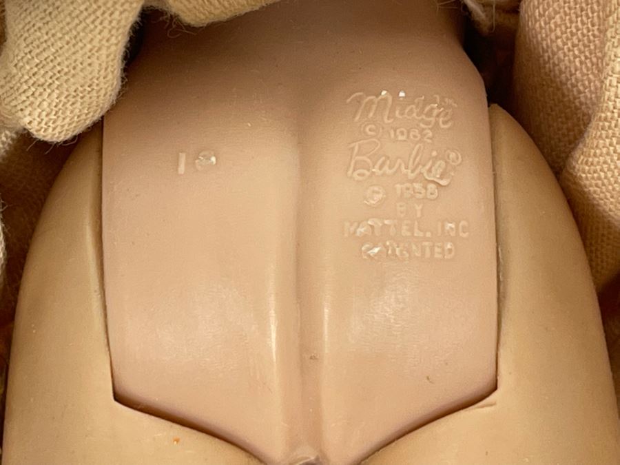 Collection Of Six Early Mattel Barbie Dolls: Marked (4) C 1966 Mattel Inc US Patented US Pat Pend Made In Japan And (2) Midge C 1962 Barbie C 1958 By Mattel Inc Patented [Photo 20]