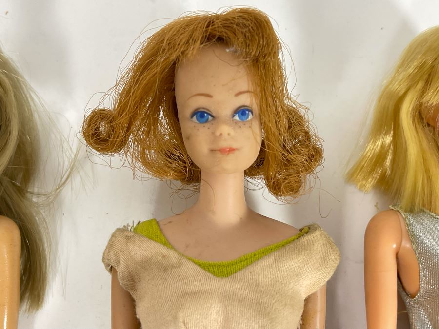 Collection Of Six Early Mattel Barbie Dolls: Marked (4) C 1966 Mattel Inc US Patented US Pat Pend Made In Japan And (2) Midge C 1962 Barbie C 1958 By Mattel Inc Patented [Photo 5]