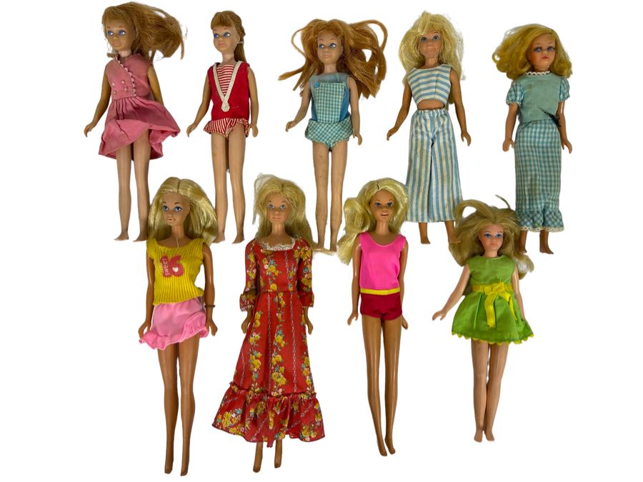 Collection Of Nine Mattel Barbie Dolls: (3) Marked Skipper C 1963 Mattel, Inc - See Photos For Markings