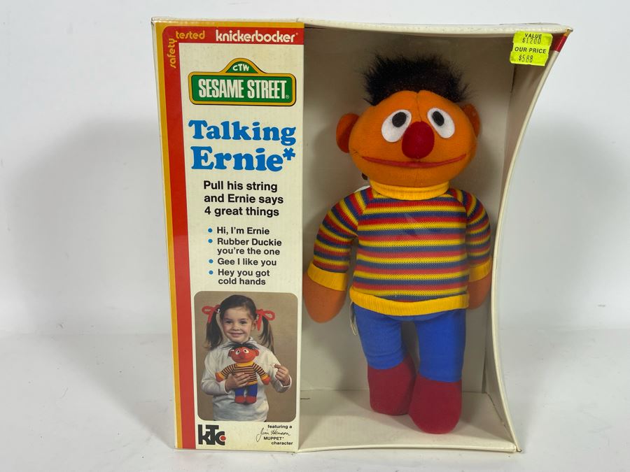 Knickerbocker Sesame Street Talking Ernie Dolls New In Box Featuring A Jim Henson Muppet Character [Photo 3]