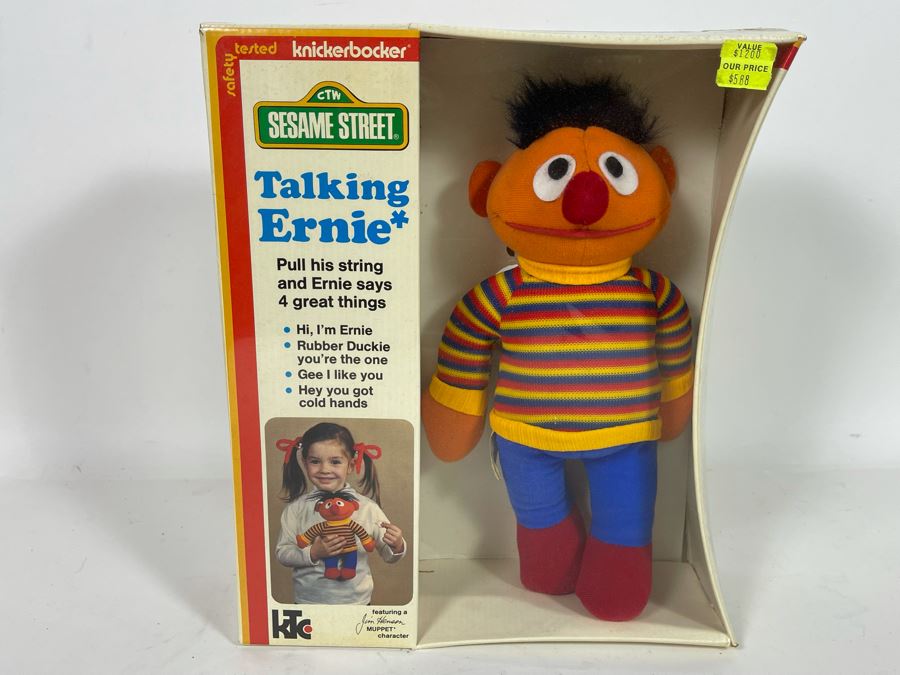 Knickerbocker Sesame Street Talking Ernie Dolls New In Box Featuring A Jim  Henson Muppet Character