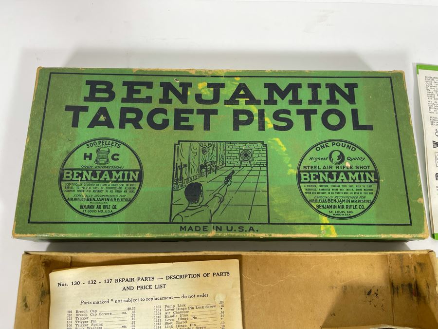 Collectible Vintage Benjamin Target Pistol Model 132 BB Gun With Original Box And Pellets [Photo 14]