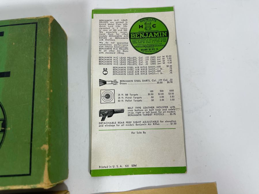 Collectible Vintage Benjamin Target Pistol Model 132 BB Gun With Original Box And Pellets [Photo 12]