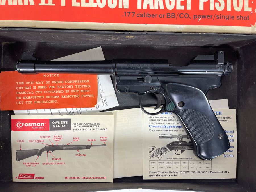 Collectible Vintage Crosman Mark II Pellgun Target Pistol BB Gun With Original Box [Photo 4]