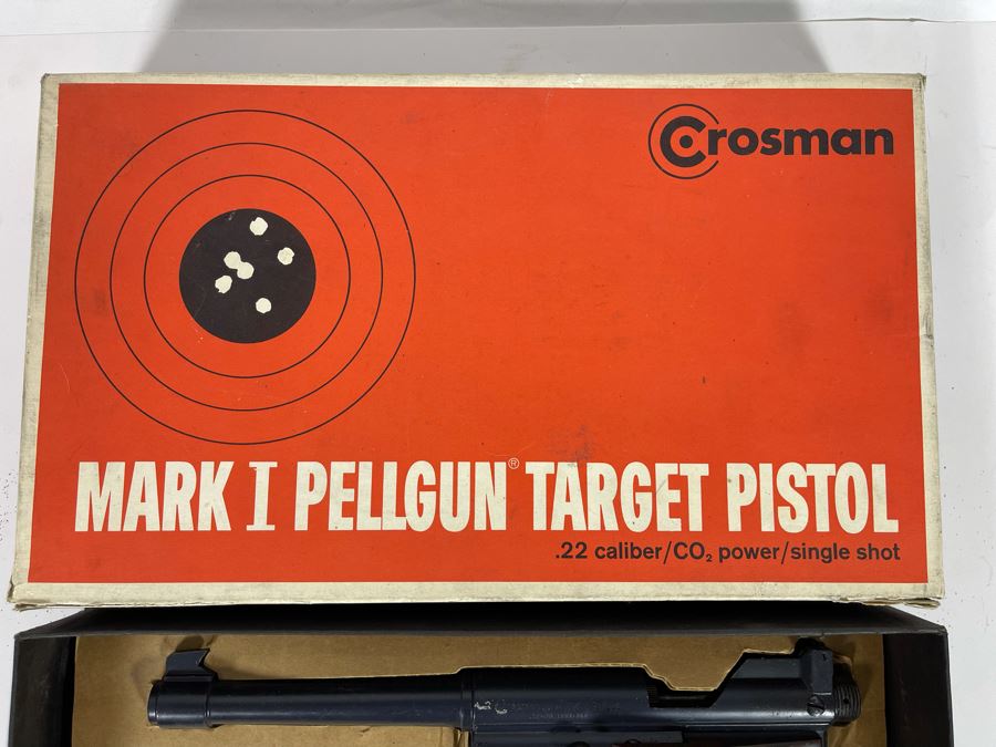 Collectible Vintage Crosman Mark I Pellgun Target Pisto .22 Caliber CO2 Power Single Shot BB Gun With Original Box [Photo 4]