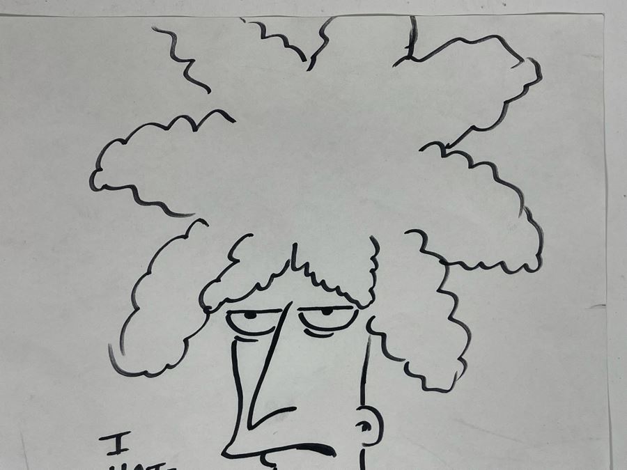 JUST ADDED - Original David Silverman Simpson’s Sketch On Paper Titled “I Hate Bart!!” 8.5 X 11 [Photo 5]