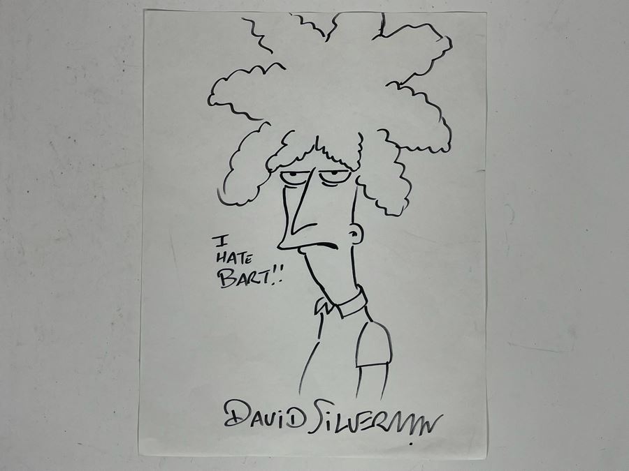 JUST ADDED - Original David Silverman Simpson’s Sketch On Paper Titled “I Hate Bart!!” 8.5 X 11 [Photo 3]
