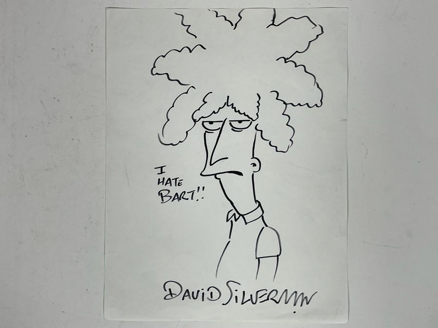 JUST ADDED - Original David Silverman Simpson’s Sketch On Paper Titled “I Hate Bart!!” 8.5 X 11 [Photo 2]
