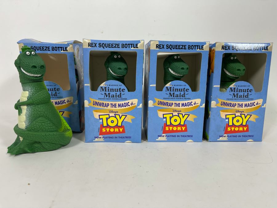 JUST ADDED - Set Of Four Vintage REX Squeeze Bottles Promoting Disney’s Original Toy Story Movie Joint Minute Maid Promotion With Original Boxes [Photo 4]