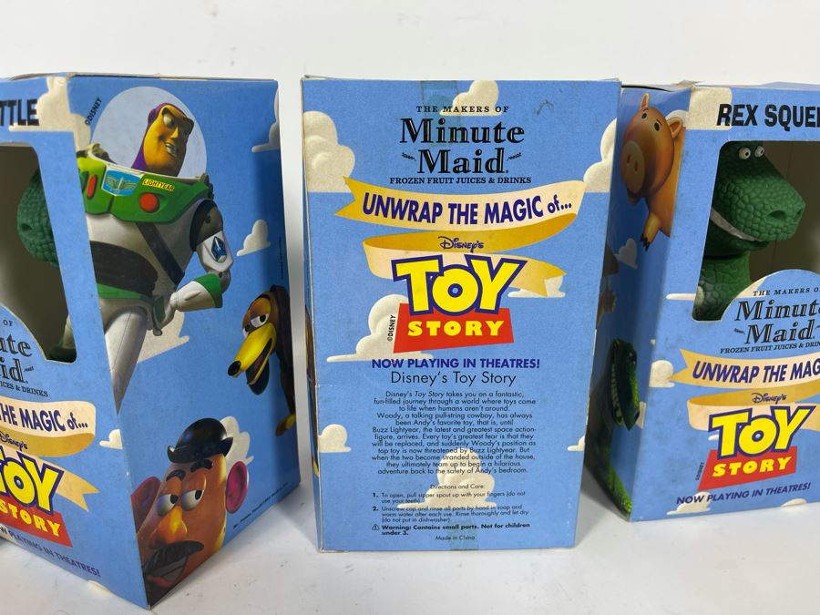 JUST ADDED - Set Of Four Vintage REX Squeeze Bottles Promoting Disney’s Original Toy Story Movie Joint Minute Maid Promotion With Original Boxes [Photo 7]