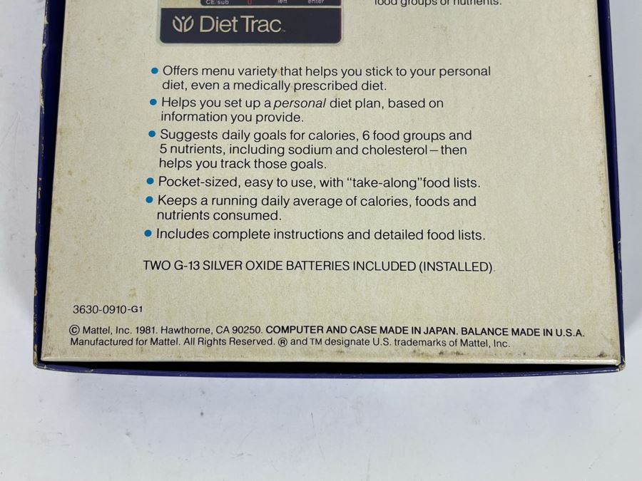 JUST ADDED - New Old Stock Early Mattel Electronics Diet Trac Personal Diet Computer From 1981 With Original Packaging [Photo 9]