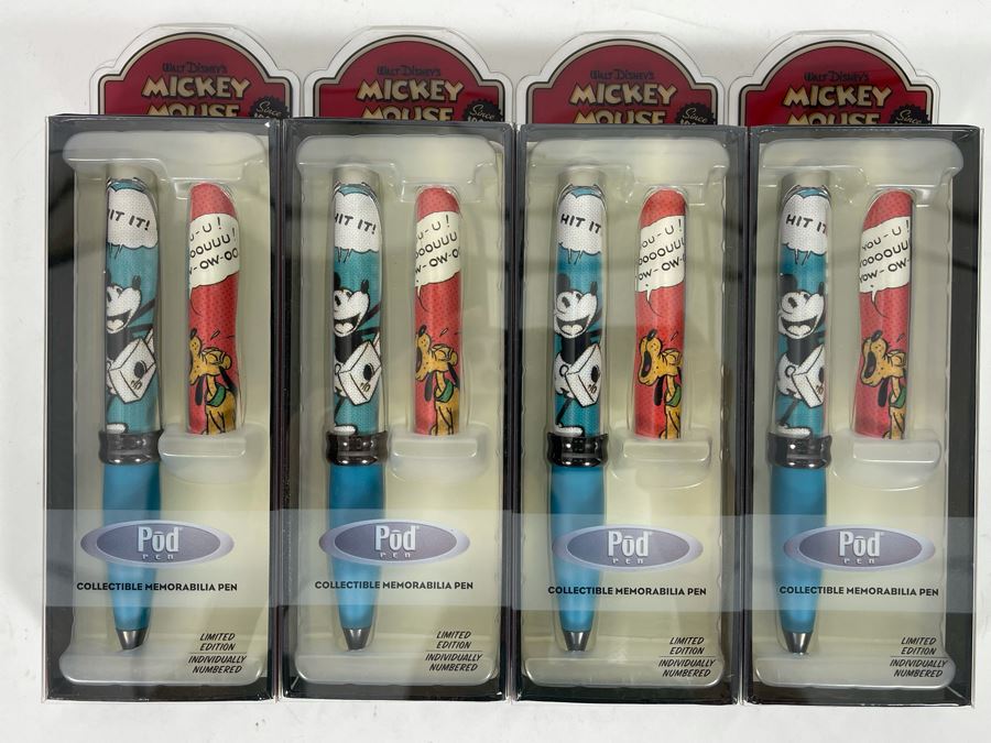 JUST ADDED - Set Of Four Walt Disney’s Mickey Mouse Limited Edition Collectible Pod Pens New Old Stock
