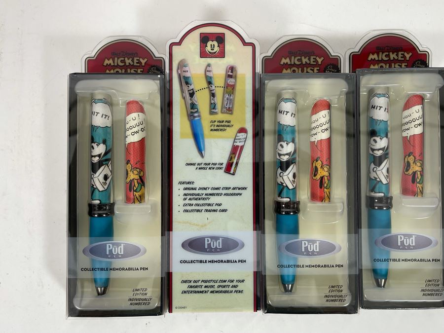 JUST ADDED - Set Of Four Walt Disney’s Mickey Mouse Limited Edition Collectible Pod Pens New Old Stock [Photo 7]