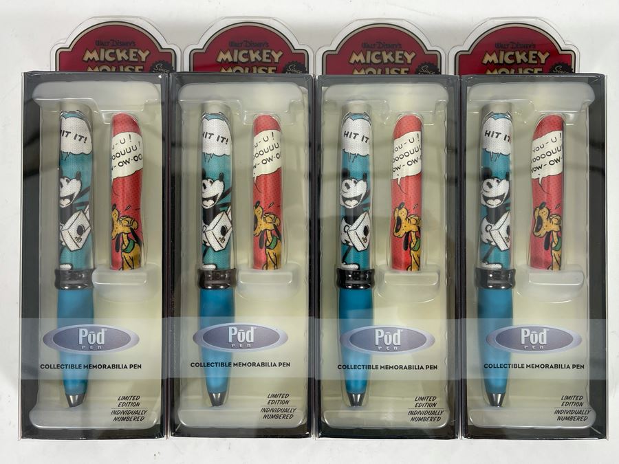 JUST ADDED - Set Of Four Walt Disney’s Mickey Mouse Limited Edition Collectible Pod Pens New Old Stock [Photo 2]