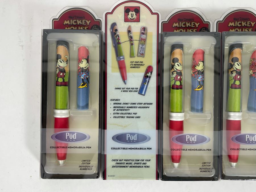 JUST ADDED - Set Of Four Walt Disney’s Mickey Mouse Limited Edition Collectible Pod Pens New Old Stock [Photo 6]