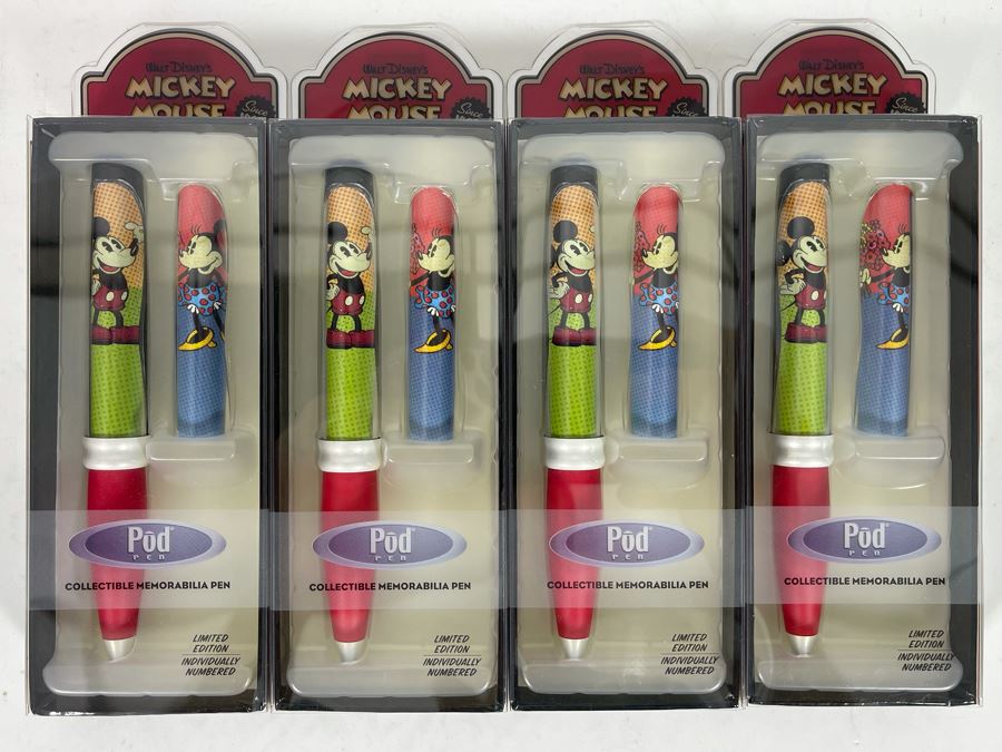 JUST ADDED - Set Of Four Walt Disney’s Mickey Mouse Limited Edition Collectible Pod Pens New Old Stock [Photo 2]