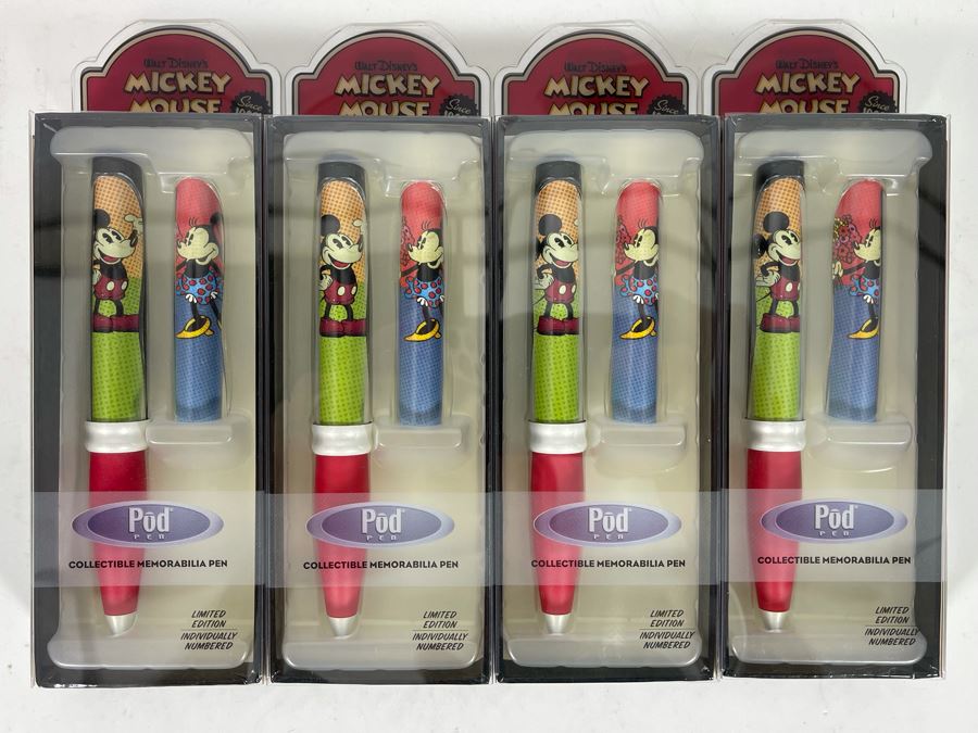 JUST ADDED - Set Of Four Walt Disney’s Mickey Mouse Limited Edition Collectible Pod Pens New Old Stock