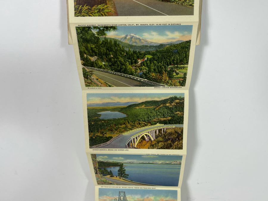JUST ADDED - Four Vintage Souvenir Accordion Double-Sided Foldout Postcards: Chicago World’s Fair, Yellowstone National Park, California Desert Scenes And California Highways [Photo 15]