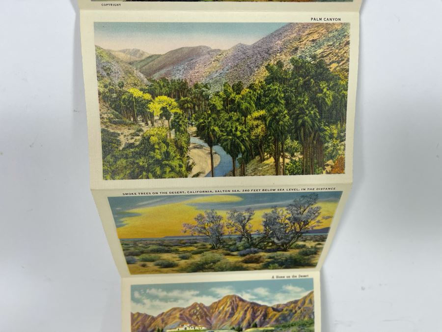 JUST ADDED - Four Vintage Souvenir Accordion Double-Sided Foldout Postcards: Chicago World’s Fair, Yellowstone National Park, California Desert Scenes And California Highways [Photo 26]